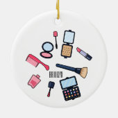 コスメ/メイクアップ漫画イラストレーション セラミックオーナメント (裏面)