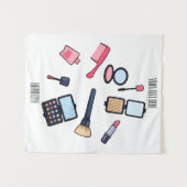 コスメ/メイクアップ漫画イラストレーション タペストリー (正面(横))