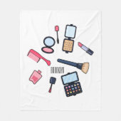 コスメ/メイクアップ漫画イラストレーション フリースブランケット (正面)