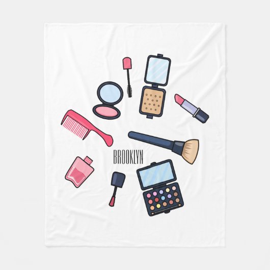コスメ/メイクアップ漫画イラストレーション フリースブランケット (正面)
