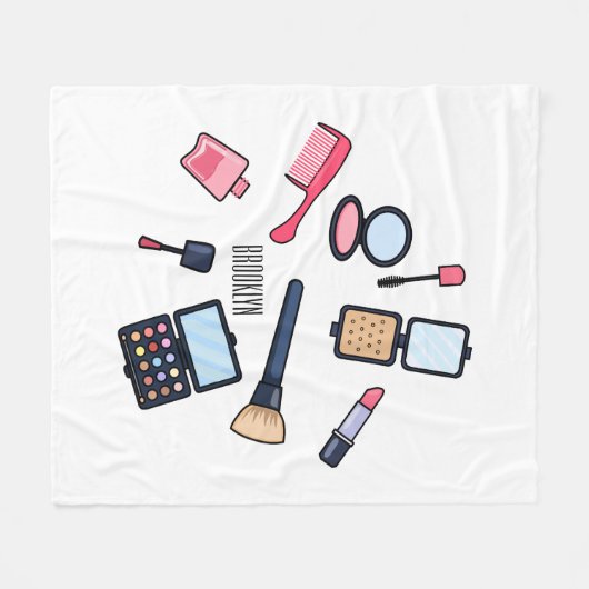 コスメ/メイクアップ漫画イラストレーション フリースブランケット (正面(横))