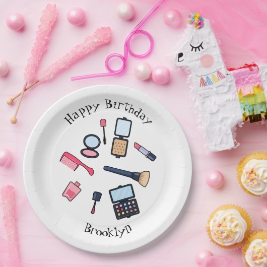 コスメ/メイクアップ漫画イラストレーション ペーパープレート (パーティー)