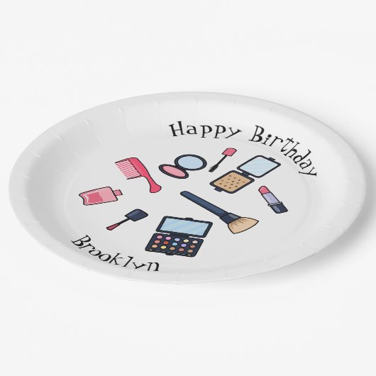 コスメ/メイクアップ漫画イラストレーション ペーパープレート (アングル)