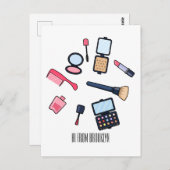 コスメ/メイクアップ漫画イラストレーション ポストカード (正面/裏面)