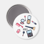 コスメ/メイクアップ漫画イラストレーション マグネット (正面/裏面)