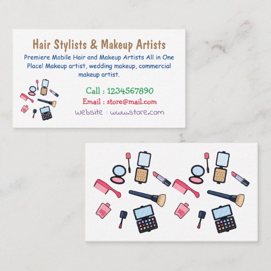 コスメ/メイクアップ漫画イラストレーション 名刺 (正面/裏面)