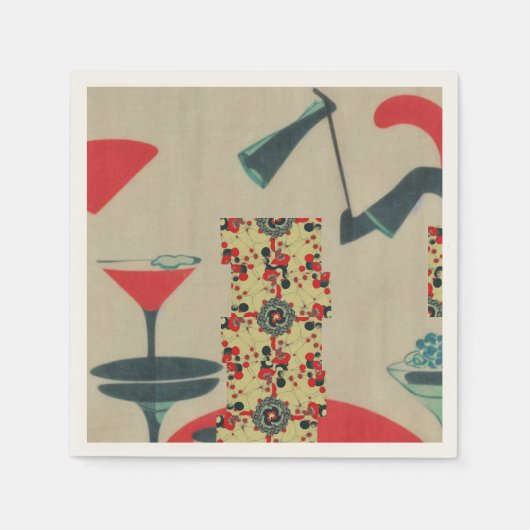 コスモカクテルシェーカーとマルティニガラス(JPN) スタンダードカクテルナプキン (正面)