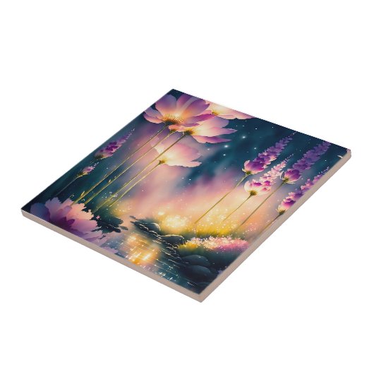 コスモスが芸術作品を花開く タイル (側面)