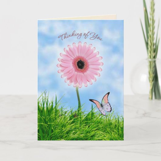 コスモスとガーベラの花の思いやりカード カード (正面)