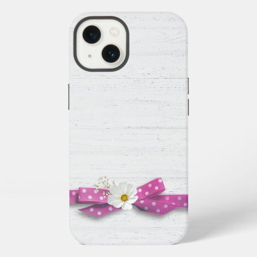 コスモスとドットリボン iPhoneケース (裏面)