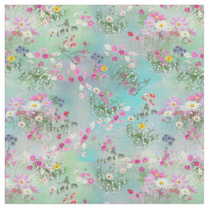 コスモスとワイルドフラワー ファブリック