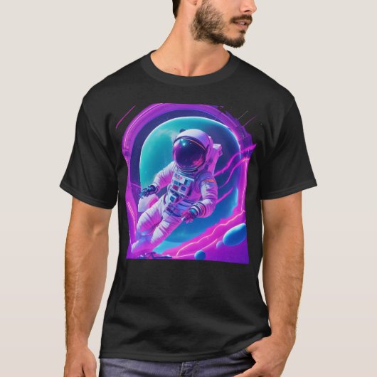 コスモスの向こうに – 宇宙 Tシャツ (正面)