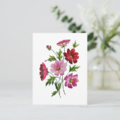 コスモスの美しい花をシボ刺繍で ポストカード (スタンド正面)