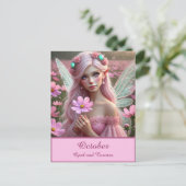 コスモスの美しい10月の妖精 ポストカード (スタンド正面)