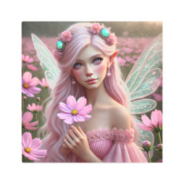 コスモスの美しい10月の妖精 メタルプリント