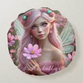 コスモスの美しい10月の妖精 ラウンドクッション (裏面)