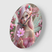 コスモスの美しい10月の妖精 ラージ壁時計 (傾斜)