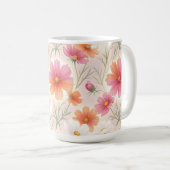 コスモスの花が咲くパステルハーモニー コーヒーマグカップ (正面右)