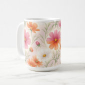 コスモスの花が咲くパステルハーモニー コーヒーマグカップ (正面左)