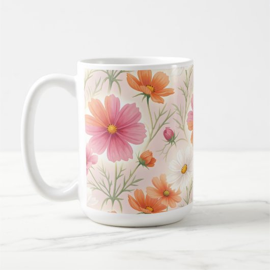 コスモスの花が咲くパステルハーモニー コーヒーマグカップ (左)