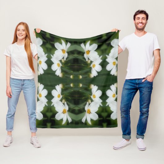 コスモスの花と蜂の自然 フリースブランケット (インサイチュ)