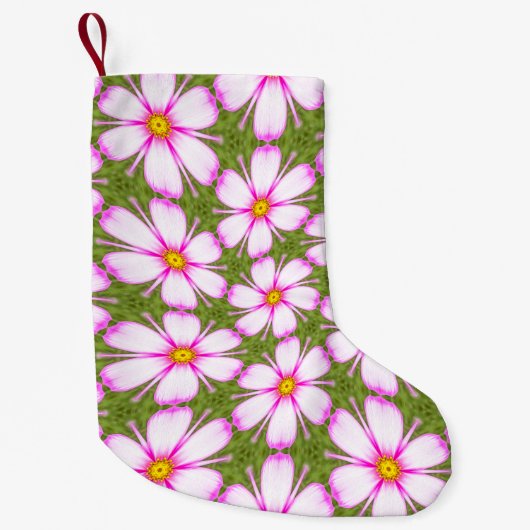 コスモスの花パターン スモールクリスマスストッキング (正面)