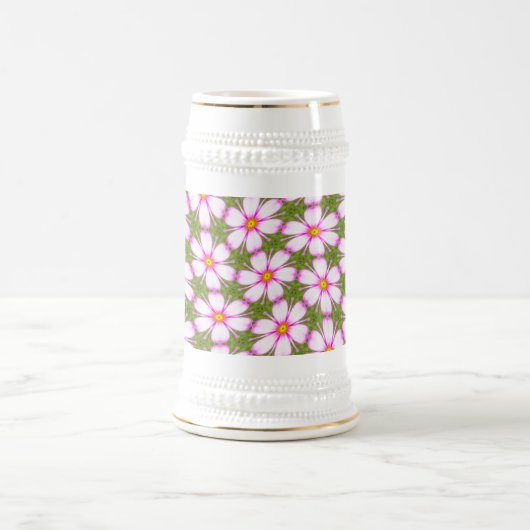 コスモスの花パターン ビールジョッキ (中央)