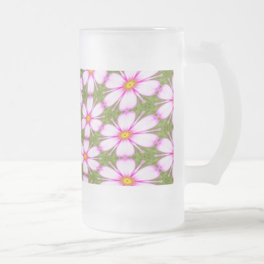 コスモスの花パターン フロストグラスビールジョッキ (右)