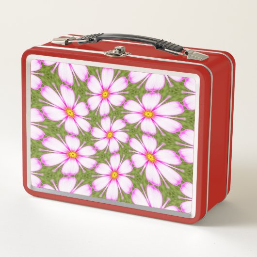 コスモスの花パターン メタルランチボックス (正面)