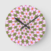 コスモスの花パターン ラウンド壁時計 (正面)