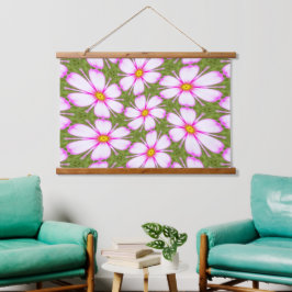 コスモスの花パターン 吊り下げ型タペストリー