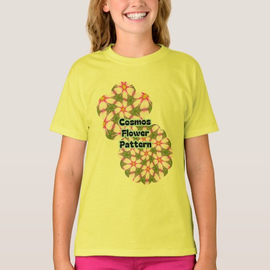コスモスの花パターン Tシャツ (正面)