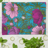 コスモスは青で混ぜ合う キッチンタオル (折り畳み)