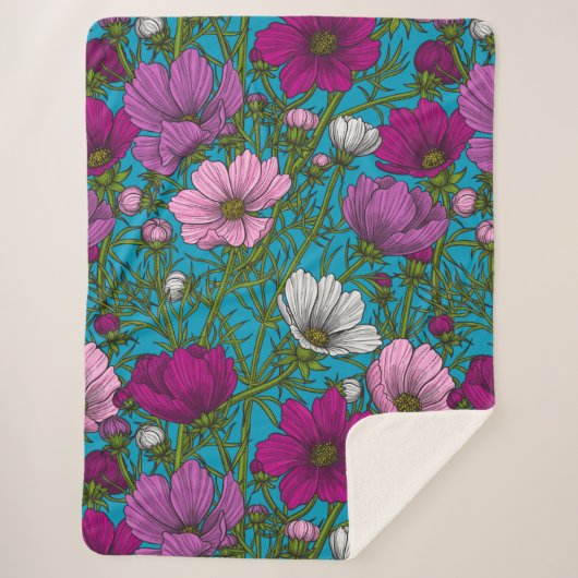 コスモスは青で混ぜ合う シェルパブランケット (正面)