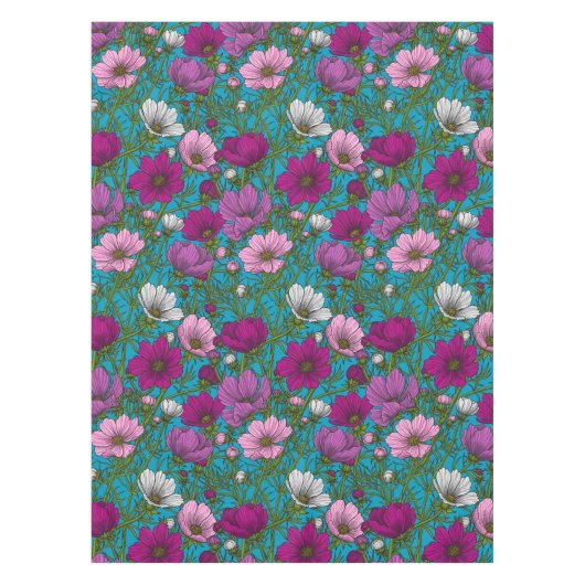 コスモスは青で混ぜ合う テーブルクロス (正面)