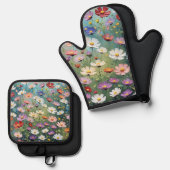 コスモスガーデン抽象芸術 鍋つかみ&鍋敷きセット (正面/裏面)