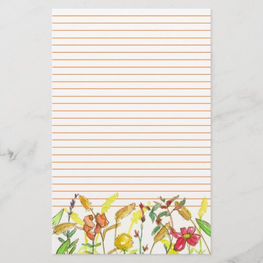 コスモススナップドラゴンズ秋の花が並ぶ 便箋 (正面)