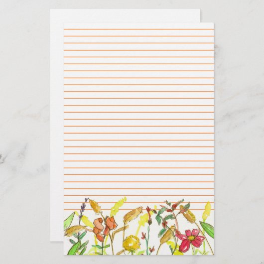 コスモススナップドラゴンズ秋の花が並ぶ 便箋 (正面/裏面)