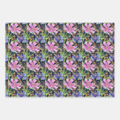 コスモスピンクとブルーのブライダルウェディング ラッピングペーパーシート (正面2)