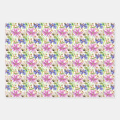 コスモスピンクとブルーのブライダルウェディング ラッピングペーパーシート (正面)