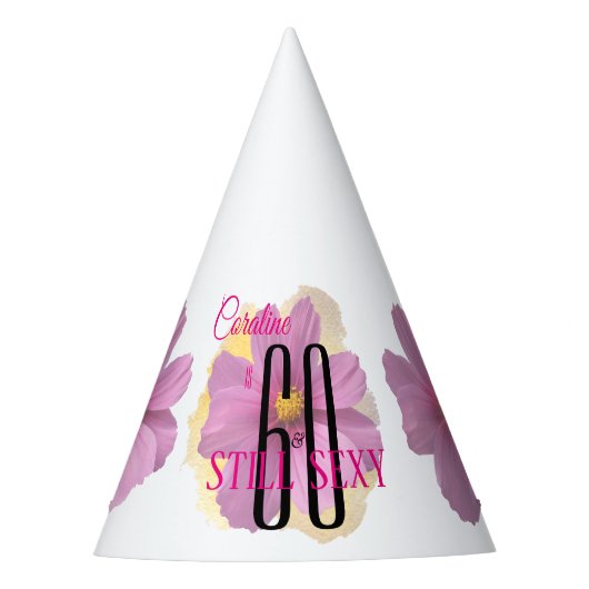 コスモスフラワーイエロースプラッシュ60絵を描とセクシー パーティーハット (正面)