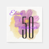 コスモスフラワーオンイエロースプラッシュ50と素晴らしい スタンダードカクテルナプキン (正面)