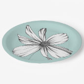 コスモスフラワーオンティール（緑がかった色）紙プレート ペーパープレート (アングル)