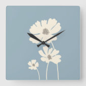 コスモスフラワーシルエットモダンフローラウォール スクエア壁時計 (正面)