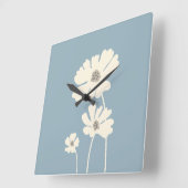 コスモスフラワーシルエットモダンフローラウォール スクエア壁時計 (傾斜)