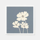 コスモスフラワーシルエットモダンフローラウォール スタンダードカクテルナプキン (正面)