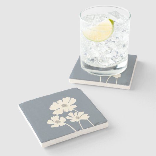 コスモスフラワーシルエットモダンフローラウォール ストーンコースター (横)