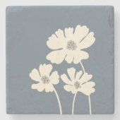 コスモスフラワーシルエットモダンフローラウォール ストーンコースター (正面)