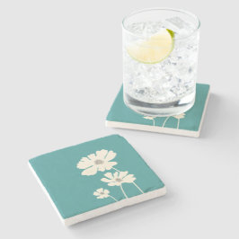 コスモスフラワーシルエットモダンフローラウォール ストーンコースター