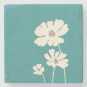 コスモスフラワーシルエットモダンフローラウォール ストーンコースター (正面)